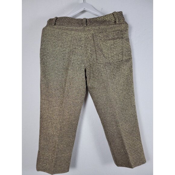 DVF Diane von Furstenberg Women Potter Gold Cropped Pants Trousers Size 10 Lined - Picture 2 of 9
